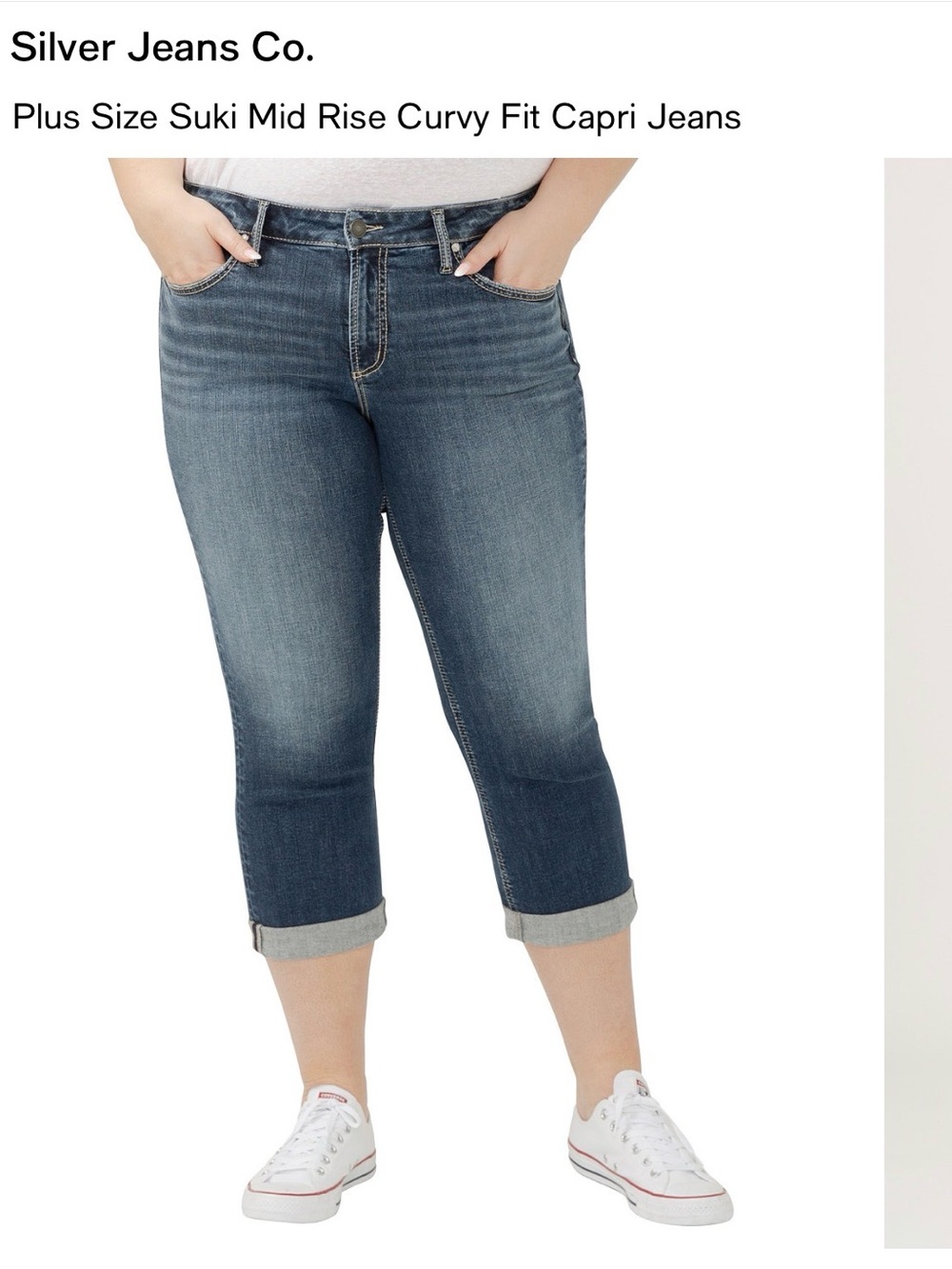 Silver Jeans Plus Size Suki Mid Rise Curvy Fit Capri Jeans